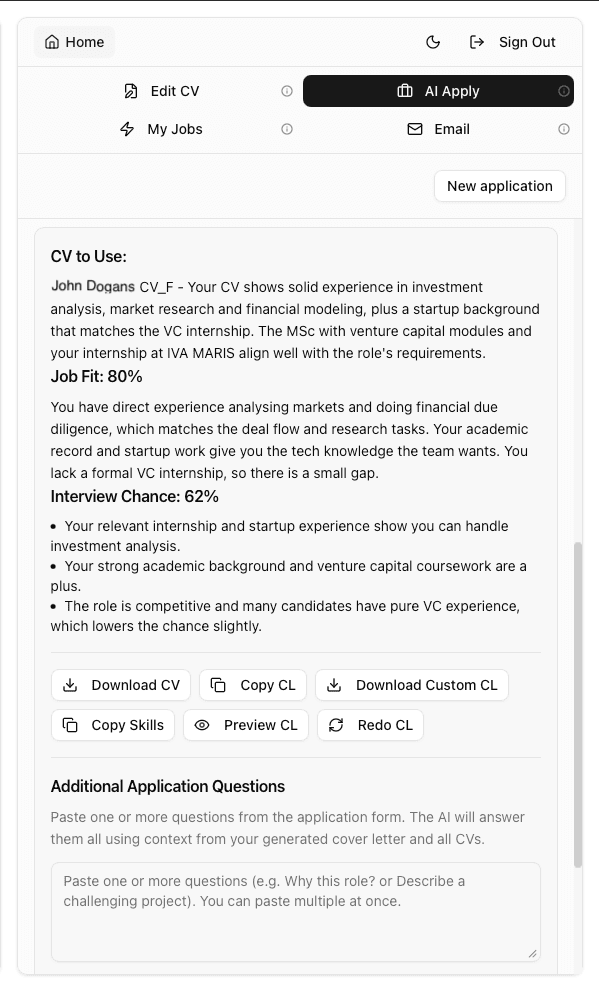 AI Apply via Link preview