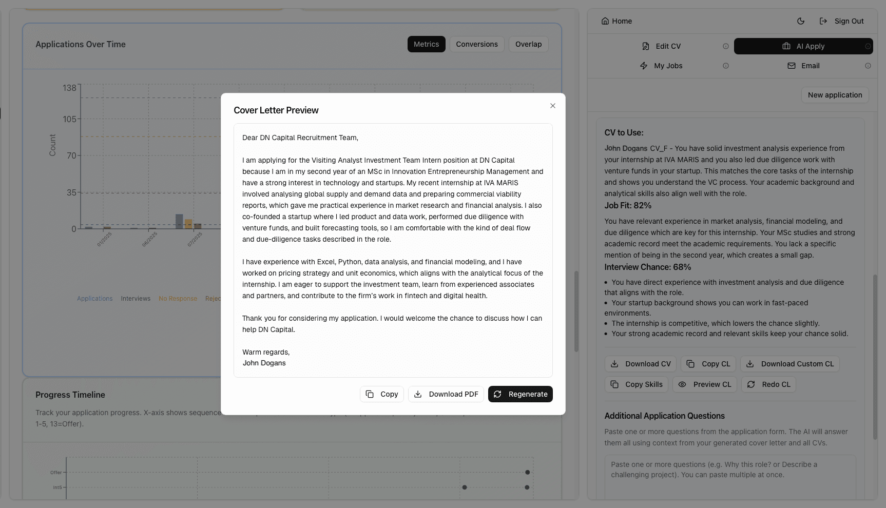 Qwoca AI chat and auto-apply panel